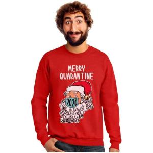 image:imageTstars Merry Quarantine 2020 Santa Claus Face Mask Ugly Christmas SweatshirtRed