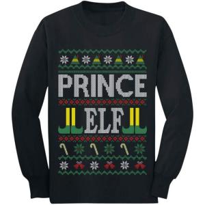 image:imageTstars Prince Elf Ugly Christmas Sweater Family Xmas Toddler Kids Long sleeve TShirtBlack