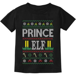 image:imageTstars Prince Elf Ugly Christmas Sweater Funny Boy Xmas Family Elf Toddler Kids TShirtBlack