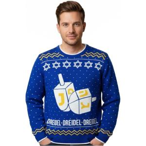 image:imageTstars Santa Sports Ugly Christmas Sweater for Men Basketball Hockey Golf Funny Holiday Knit Pullover Festive Winter StyleDreidl  Multicolor