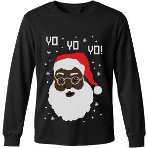 image:imageTstars Santa Sports Ugly Christmas Sweater for Men Basketball Hockey Golf Funny Holiday Knit Pullover Festive Winter StyleLong Sleeve Yo Yo  Black