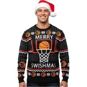 image:imageTstars Santa Sports Ugly Christmas Sweater for Men Basketball Hockey Golf Funny Holiday Knit Pullover Festive Winter StyleSwishmas  Multicolor