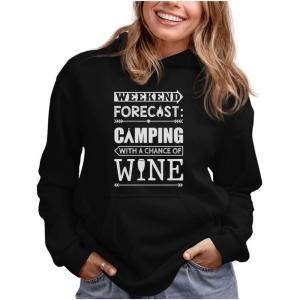 image:imageWomens Graphic Hoodie  Cute Animal and Funny Quote Pullover Sweatshirt  Casual Hooded Top for Dog amp Sloth LoversCamping  Black