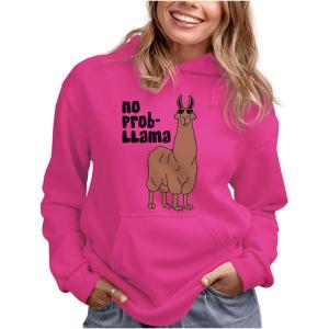 image:imageWomens Graphic Hoodie  Cute Animal and Funny Quote Pullover Sweatshirt  Casual Hooded Top for Dog amp Sloth LoversLlama  Pink