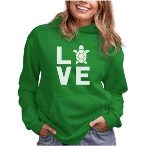 image:imageWomens Graphic Hoodie  Cute Animal and Funny Quote Pullover Sweatshirt  Casual Hooded Top for Dog amp Sloth LoversTurtles  Green