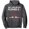 image:imageGamer Valentines Sweatshirt Controllers Heart Be My Player 7 Pullover HoodieDark Heather Grey
