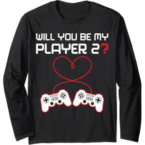 image:imageGamer Valentines Sweatshirt Controllers Heart Be My Player 7 Long Sleeve TShirtBlack