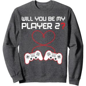 image:imageGamer Valentines Sweatshirt Controllers Heart Be My Player 7 SweatshirtDark Heather Grey