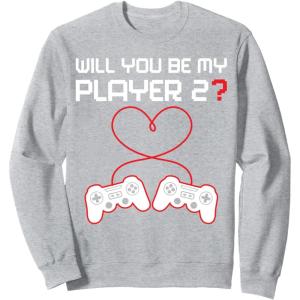 image:imageGamer Valentines Sweatshirt Controllers Heart Be My Player 7 SweatshirtHeather Grey