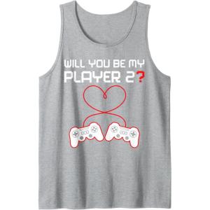 image:imageMens Gamer Valentines Sweatshirt Controllers Heart Be My Player 7 Tank TopHeather Grey