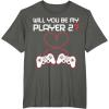 image:imageGamer Valentines Sweatshirt Controllers Heart Be My Player 7 TShirtAsphalt Grey