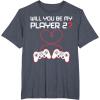 image:imageGamer Valentines Sweatshirt Controllers Heart Be My Player 7 TShirtHeather Blue