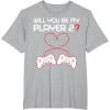 image:imageGamer Valentines Sweatshirt Controllers Heart Be My Player 7 TShirtHeather Grey