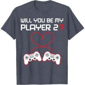 image:imageGamer Valentines Sweatshirt Controllers Heart Be My Player 7 TShirtHeather Blue