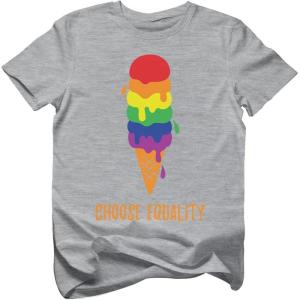 image:imageChoose Equality Kids Pride Shirt  LGBTQ Rainbow Love TShirt  Gay LGBT Month Gift for Toddlers amp YouthIce Cream  Gray
