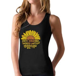 image:imageTstars Cute Sunflower Tank Tops for Women Summer Casual Racerback Tops for Girls Shes SunshineBlack