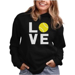 image:imageTstars Love Tennis Hoodie Tennis Gift Idea for Players Coaches amp Fans Sporty Hoodies for Women amp Teen GirlsBlack