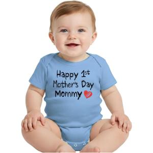 image:imageTstars First Mothers Day Infant Bodysuit  Cute Newborn Outfit Gift for Mom from Baby Boy or GirlAqua