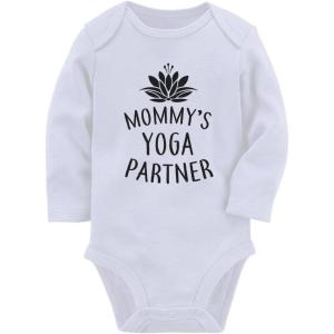 image:imageTstars Mommys Yoga Partner Mom amp Baby Funny Yoga Lovers Baby Long Sleeve BodysuitWhite