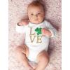 image:imageTstars Baby First St Patricks Day Bodysuit  Lucky Irish Clover Short Sleeve Infant Outfit for Boys amp GirlsLongsleeve Love  White