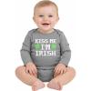 image:imageTstars Baby First St Patricks Day Bodysuit  Lucky Irish Clover Short Sleeve Infant Outfit for Boys amp GirlsLongsleeve Kiss  Gray