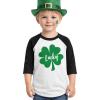 image:imageTstars St Patricks Day Toddler Raglan Shirt  Dump Truck Construction Shamrock 34 Sleeve Kids TeeLucky  BlackWhite