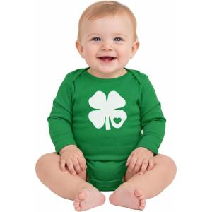 image:imageTstars Baby First St Patricks Day Bodysuit  Lucky Irish Clover Short Sleeve Infant Outfit for Boys amp GirlsLongsleeve Clover  Green