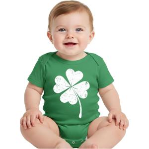 image:imageTstars Baby First St Patricks Day Bodysuit  Lucky Irish Clover Short Sleeve Infant Outfit for Boys amp GirlsShortsleeve Clover  Green