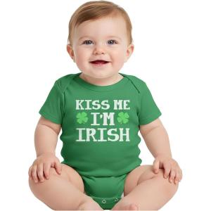 image:imageTstars Baby First St Patricks Day Bodysuit  Lucky Irish Clover Short Sleeve Infant Outfit for Boys amp GirlsShortsleeve Kiss  Green