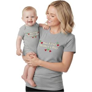 image:imageTstars Our First Mothers Day Mom and Baby Matching Shirts  Mommy and Me Outfit Gift for New Moms and InfantFirst  Gray Mom  Gray Baby