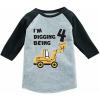 image:imageTstars 4th Birthday 34 Sleeve Baseball Tee  Construction Truck Im Digging Being 4 Shirt for Toddler Boys amp KidsDark Gray