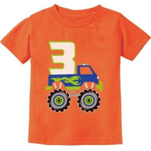 image:imageTstars 3rd Birthday Gift for Boys 3 Year Old Boy Truck Birthday Toddler Kids TShirtOrange