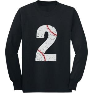 image:imageTstars Baseball 2nd Birthday Gift for Two Year old ToddlerKids Long sleeve TShirtBlack