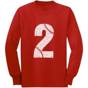 image:imageTstars Baseball 2nd Birthday Gift for Two Year old ToddlerKids Long sleeve TShirtRed