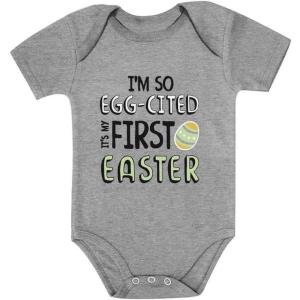 image:imageTstars Im So EggCited Its My First Easter Bodysuit  Infant Baby One Piece for Boys amp GirlsGray