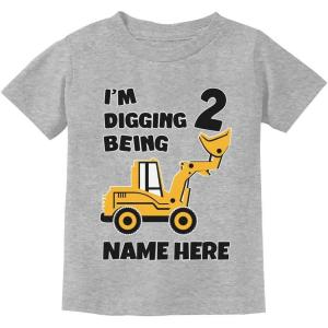 image:imageTstars Personalized 2nd Birthday Shirt Boy Im Digging Being 2 Toddler Kids TShirtGray