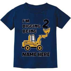 image:imageTstars Personalized 2nd Birthday Shirt Boy Im Digging Being 2 Toddler Kids TShirtNavy