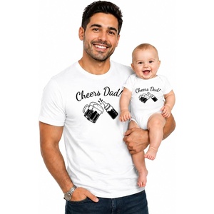 image:imageTstars Pint and Half Pint Dad and Baby Matching Shirts  Funny Fathers Day Set with Dad Tee and Infant BodysuitDesign 2  White Dad  White Baby