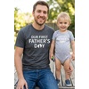 image:imageTstars Our First Fathers Day Dad and Baby Matching Shirts  New Dad Gift Set with Mens Tee and Infant BodysuitFeet  Heather Dark Gray Dad  Gray Baby