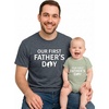 image:imageTstars Our First Fathers Day Dad and Baby Matching Shirts  New Dad Gift Set with Mens Tee and Infant BodysuitFeet  Heather Dark Gray Dad  Sage Baby