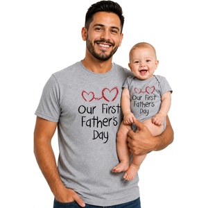image:imageTstars Our First Fathers Day Dad and Baby Matching Shirts  New Dad Gift Set with Mens Tee and Infant BodysuitDad Gray  Baby Gray
