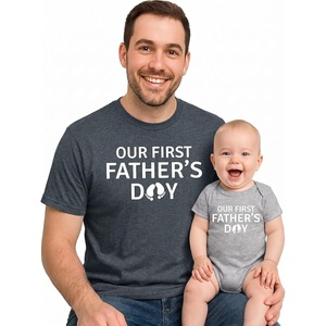 image:imageTstars Our First Fathers Day Dad and Baby Matching Shirts  New Dad Gift Set with Mens Tee and Infant BodysuitFeet  Heather Dark Gray Dad  Gray Baby