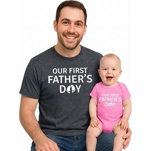 image:imageTstars Our First Fathers Day Dad and Baby Matching Shirts  New Dad Gift Set with Mens Tee and Infant BodysuitFeet  Heather Dark Gray Dad  Wow Pink Baby