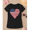image:imageTstars Fitted Tee for Girls 4th of July Valentines Shirt  Patriotic American Cute Kids Heart Graphic Horse TShirtBlack