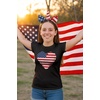 image:imageTstars Fitted Tee for Girls 4th of July Valentines Shirt  Patriotic American Cute Kids Heart Graphic Horse TShirtBlack