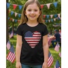 image:imageTstars Fitted Tee for Girls 4th of July Valentines Shirt  Patriotic American Cute Kids Heart Graphic Horse TShirtBlack