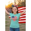 image:imageTstars Fitted Tee for Girls 4th of July Valentines Shirt  Patriotic American Cute Kids Heart Graphic Horse TShirtChill Blue