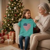 image:imageTstars Fitted Tee for Girls 4th of July Valentines Shirt  Patriotic American Cute Kids Heart Graphic Horse TShirtChill Blue