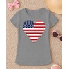 image:imageTstars Fitted Tee for Girls 4th of July Valentines Shirt  Patriotic American Cute Kids Heart Graphic Horse TShirtGray