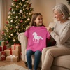 image:imageTstars Fitted Tee for Girls 4th of July Valentines Shirt  Patriotic American Cute Kids Heart Graphic Horse TShirtHorses  Wow Pink
